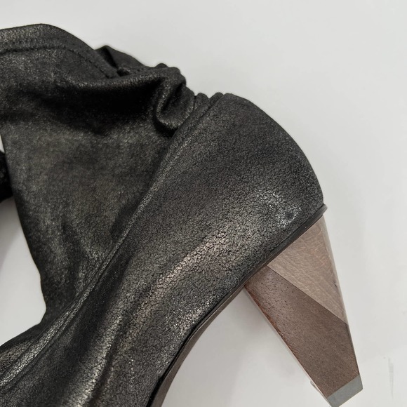 COCLICO Shoes Womens 37 Gray Metallic Juno Boot Stretch Anthracite Scrunch - Picture 7 of 12